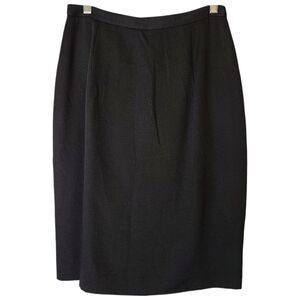 VINTAGE HUGO BUSCATI Milano Size 8 Black Lined Pencil Skirt Back Kick Pleat